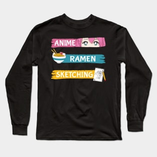 Anime Ramen Sketching Long Sleeve T-Shirt